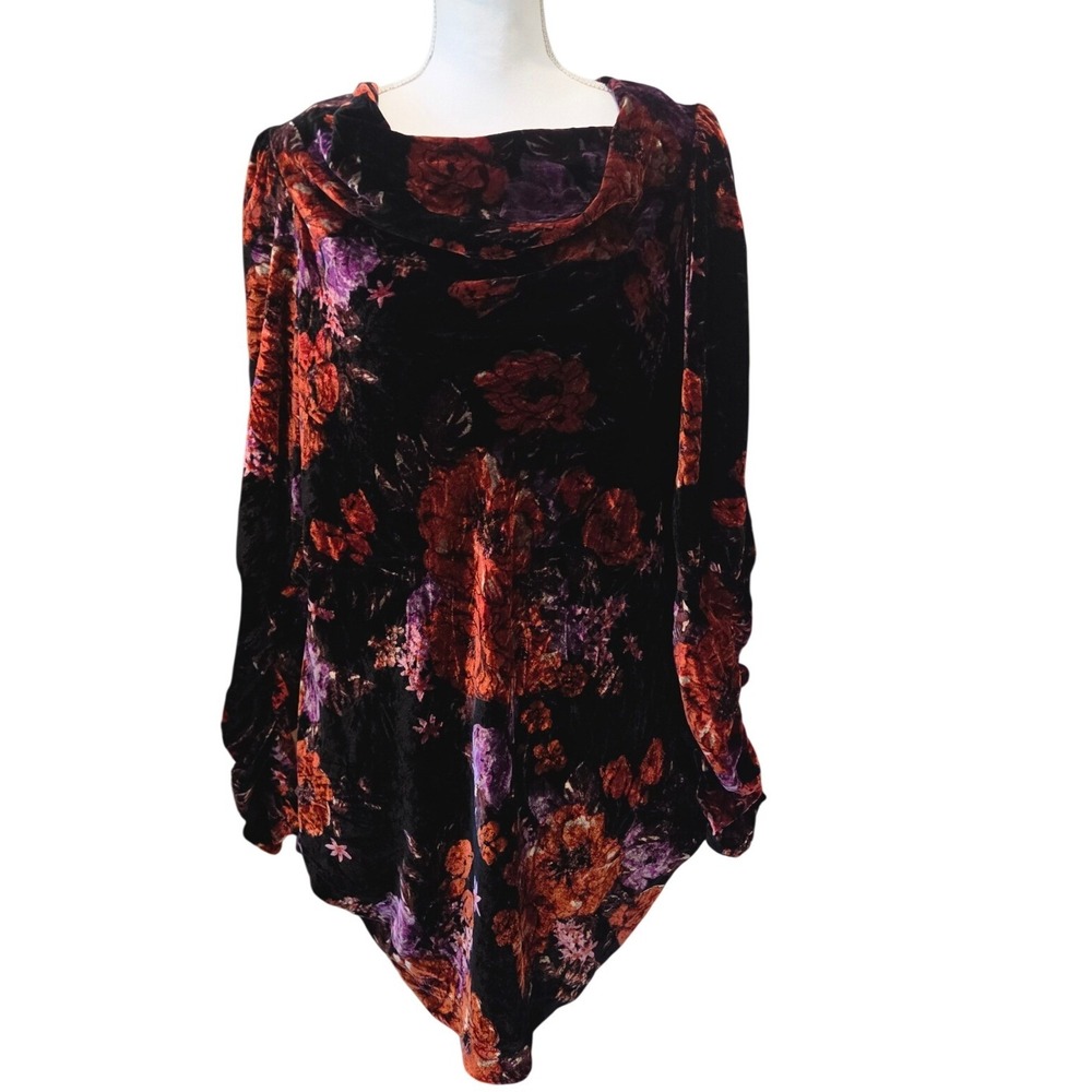 Maeve Anthropologie Velvet Tunic Mini Dress  Floral Boho Fall Whimseygoth M